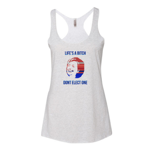 Women's "Life's a Bitch" Hillary Tank Top -  - Heather White / XS - srce threads - 2
