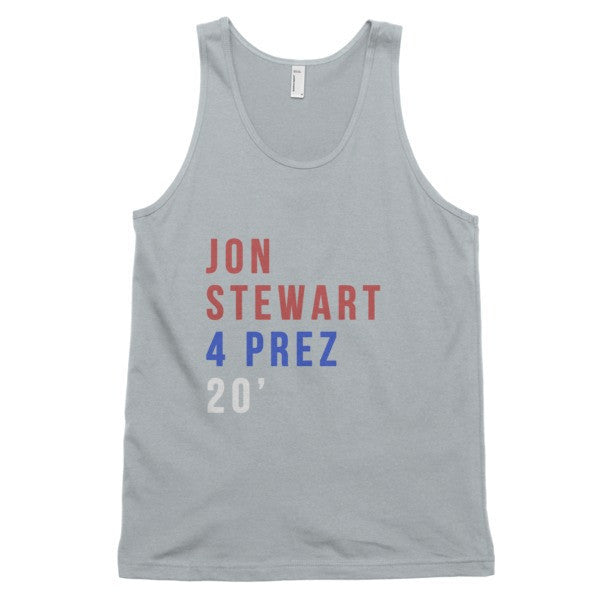 Jon Stewart 4 Prez 20' Tank Top (Unisex) -  - New Silver / XS - srce threads - 7