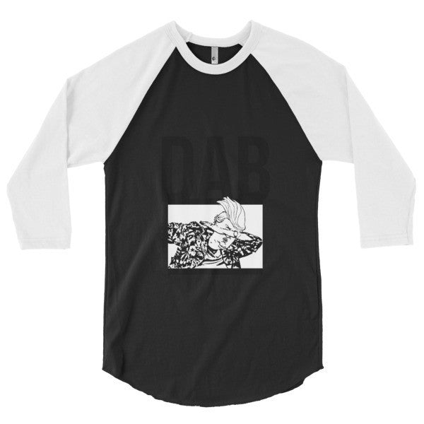 Classic Bold "Dab Trump" 3/4 Sleeve Raglan Baseball Tee Shirt -  - Black/White / XS - srce threads - 15