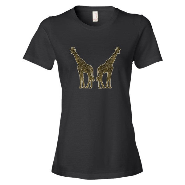 Women's Giraffe Double Paint Daub Short sleeve T-Shirt -  - Black / S - srce threads - 2
