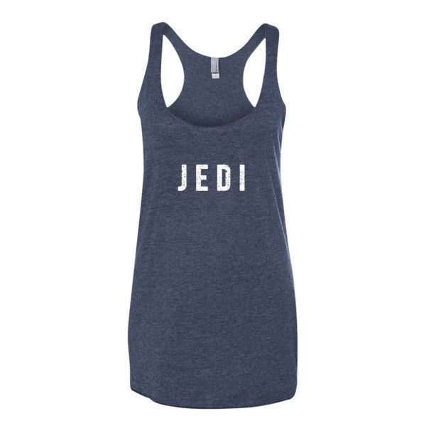 Women's White Jedi Stars Racerback Tank -  - Vintage Navy / XS - srce threads - 4