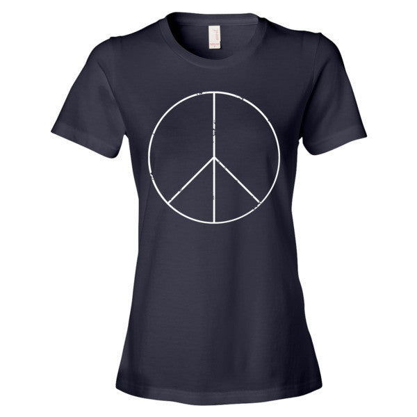 Women's Peace Sign Skinny White Short Sleeve T-Shirt -  - Navy / S - srce threads - 4