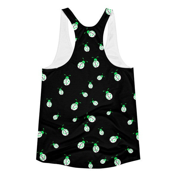 Women's Neon Green Ladybug Racerback Tank -  -  - srce threads - 2