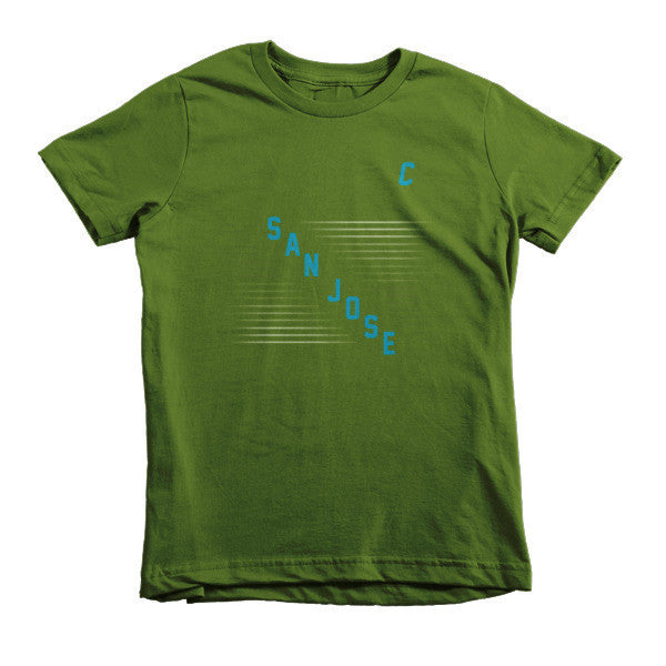 Kid's Classic "San Jose" Retro Diagonal Captain Double Zero Short Sleeve T-Shirt (Unisex) -  - Olive / 2yrs - srce threads - 5