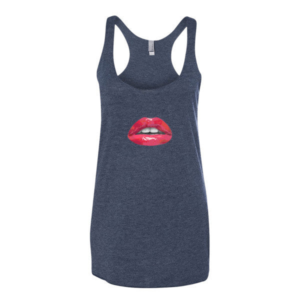 Women's Pucker Lips Summer Tank Top -  - Vintage Navy / XS - srce threads - 4