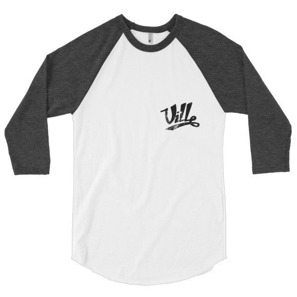SRCE "Ville Vintage" Series 3/4 Raglan Baseball Tee Shirt (Unisex) -  - White/Heather Black / XS - srce threads - 4