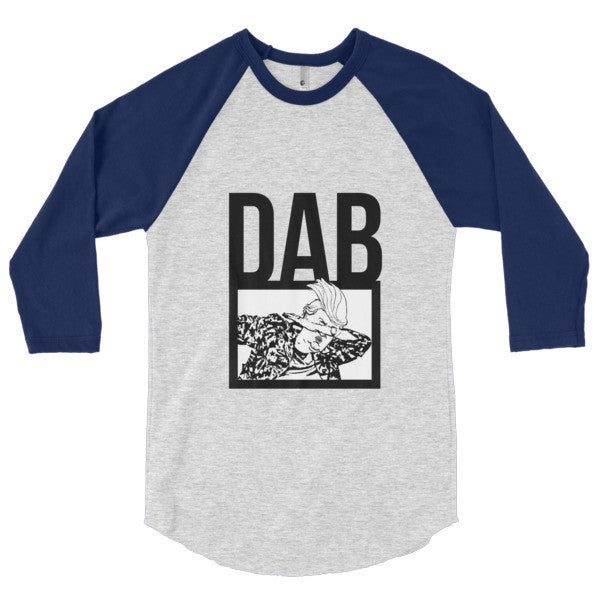 Classic Bold "Dab Trump" 3/4 Sleeve Raglan Baseball Tee Shirt -  - Heather Grey/Navy / XS - srce threads - 17