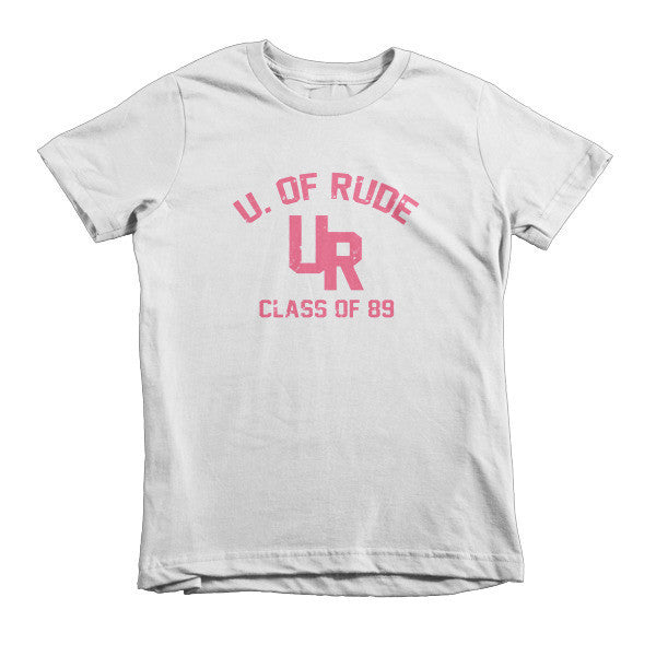 Kid's "Rude U." Peach Vintage College Summer T-Shirt (Unisex) -  - White / 2yrs - srce threads - 1