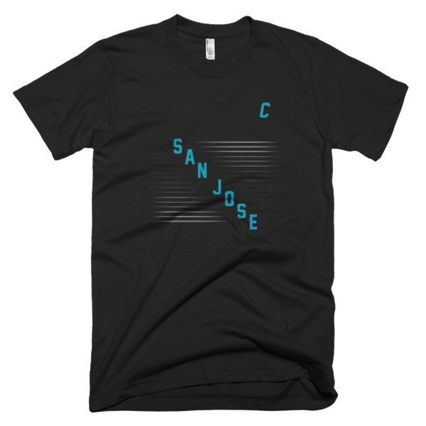 Classic "San Jose" Retro Diagonal Captain Double Zero Short Sleeve T-Shirt (Unisex) -  - Black / XS - srce threads - 1