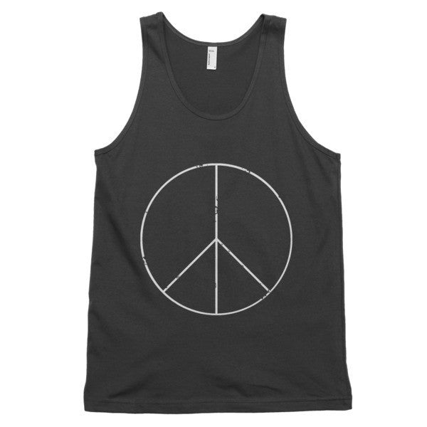 Classic Peace Sign Skinny White Tank Top (Unisex) -  - Black / XS - srce threads - 1