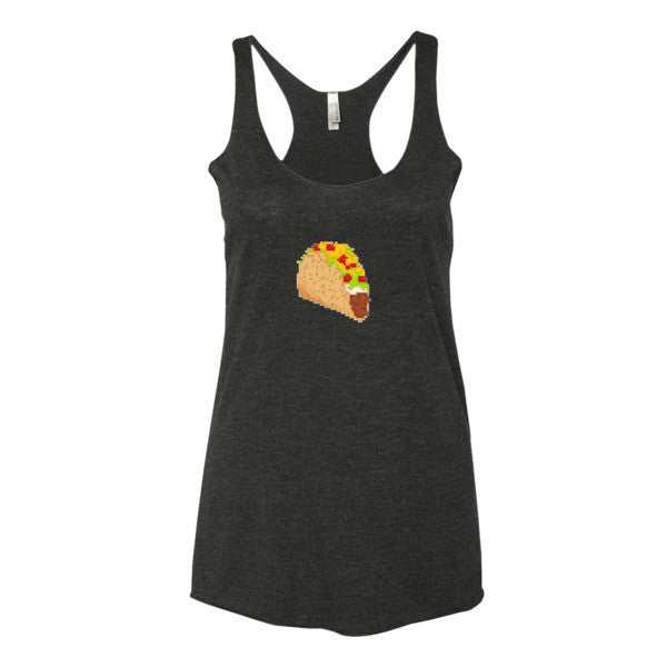 Women's Retro Digital 8 Bit Taco Racerback Tank Top -  - Vintage Black / XS - srce threads - 4