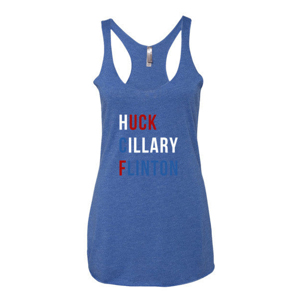Women's "Huck Cillary Flinton" Say What You Mean Racerback Tank Top -  - Vintage Royal / XS - srce threads - 7
