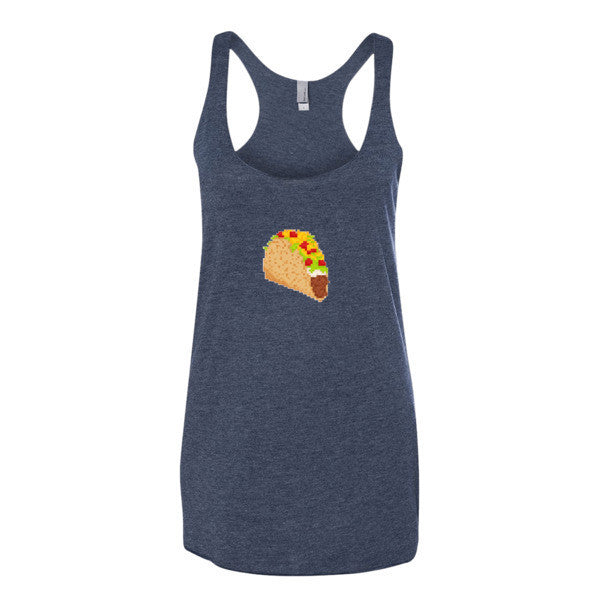 Women's Retro Digital 8 Bit Taco Racerback Tank Top -  - Vintage Navy / XS - srce threads - 7