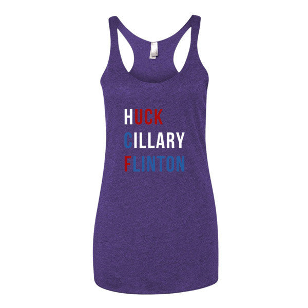 Women's "Huck Cillary Flinton" Say What You Mean Racerback Tank Top -  - Purple Rush / XS - srce threads - 5