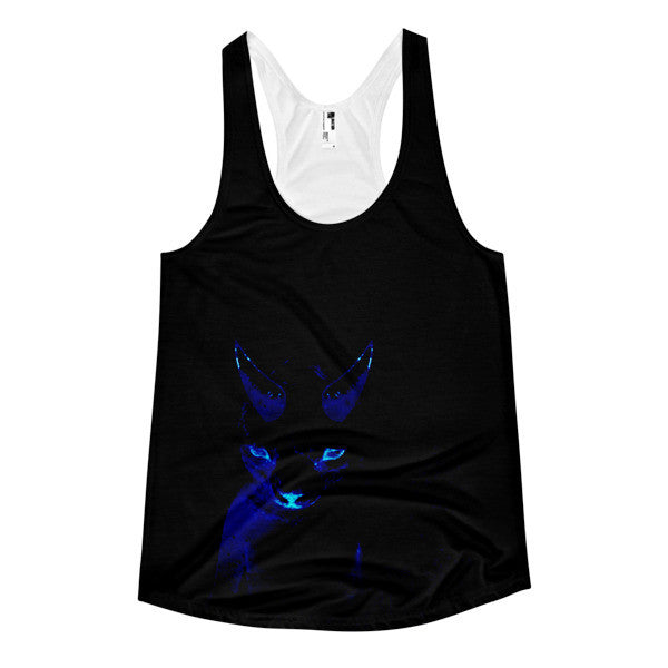 Women's Classic "In The Dark of Night" Neon Pop Blue Racerback Tank Top -  - XS - srce threads - 1