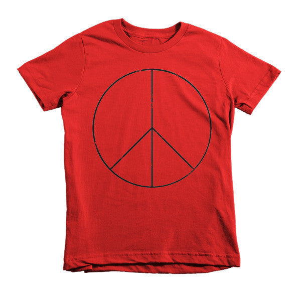 Kid's Peace Sign Skinny Short Sleeve T-Shirt (Unisex) -  - Red / 2yrs - srce threads - 12
