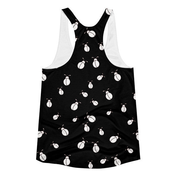 Women's Negative Black w/ Pink Outline Ladybug Summer Racerback Tank Top -  -  - srce threads - 2