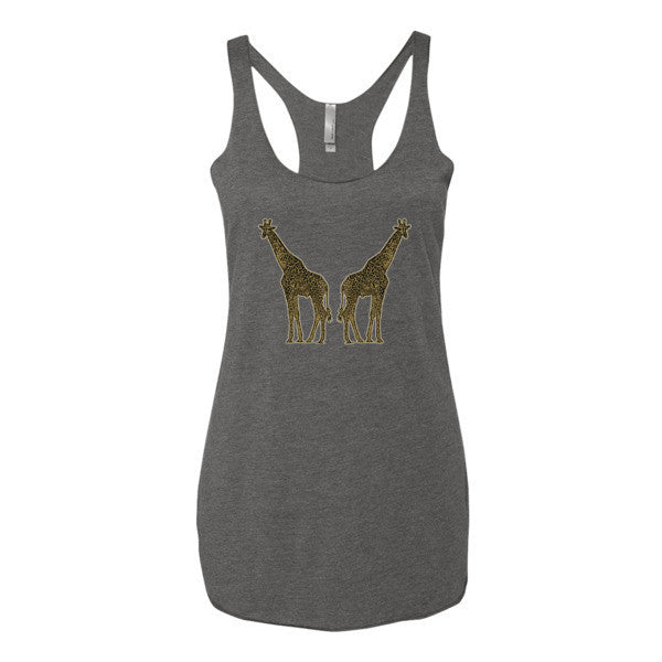 Women's Vintage Giraffe Sponge Brush Design Tank Top -  - Premium Heather / XS - srce threads - 3