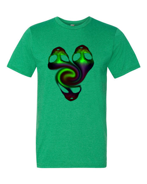 Short Sleeve Trippy Psycho Tri Alien T-Shirt -  - Heather Green / S - srce threads - 9