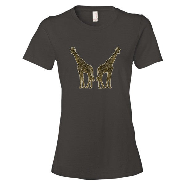 Women's Giraffe Double Paint Daub Short sleeve T-Shirt -  - Smoke / S - srce threads - 1