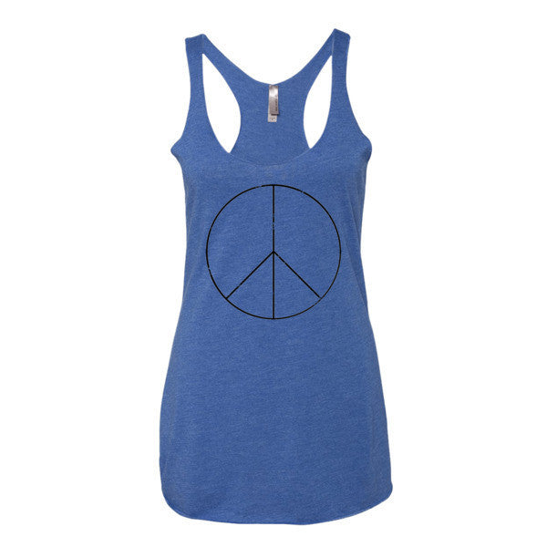 Women's Peace Sign Skinny Black Racerback Tank Top -  - Vintage Royal / XS - srce threads - 7