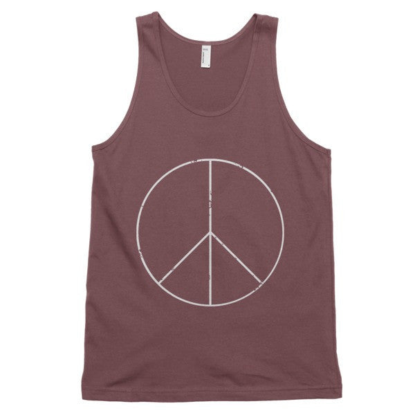 Classic Peace Sign Skinny White Tank Top (Unisex) -  - Truffle / XS - srce threads - 10