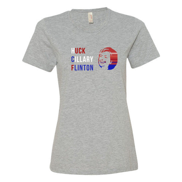 Women's "Huck Cillary Flinton" Say What You Mean Face Short Sleeve T-Shirt -  - Heather Grey / S - srce threads - 7