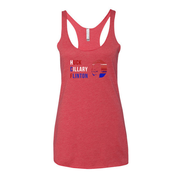 Women's "Huck Cillary Flinton" Say What You Mean Face Summer Tank Top -  - Vintage Red / XS - srce threads - 11