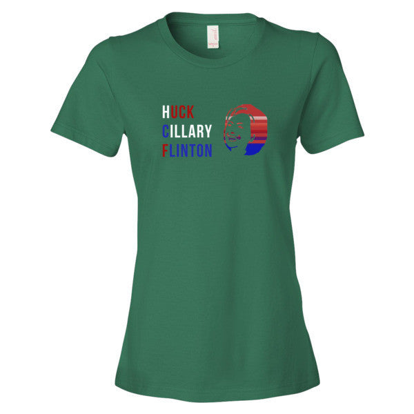 Women's "Huck Cillary Flinton" Say What You Mean Face Short Sleeve T-Shirt -  - Kelly Green / S - srce threads - 8