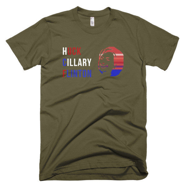 "Huck Cillary Flinton" Say What You Mean Face Short Sleeve T-Shirt (Unisex) -  - Army / XS - srce threads - 7