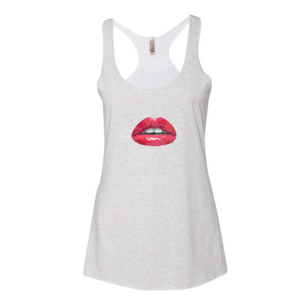 Women's Pucker Lips Summer Tank Top -  - Heather White / XS - srce threads - 9
