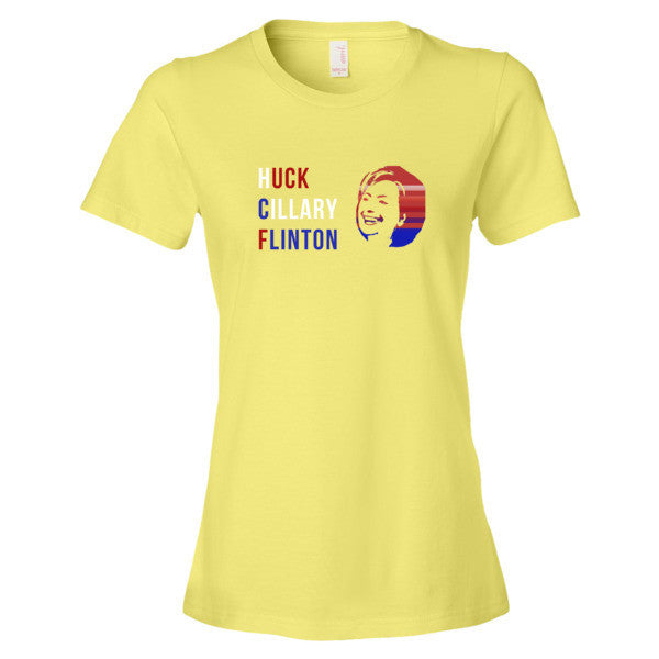 Women's "Huck Cillary Flinton" Say What You Mean Face Short Sleeve T-Shirt -  - Spring Yellow / S - srce threads - 12