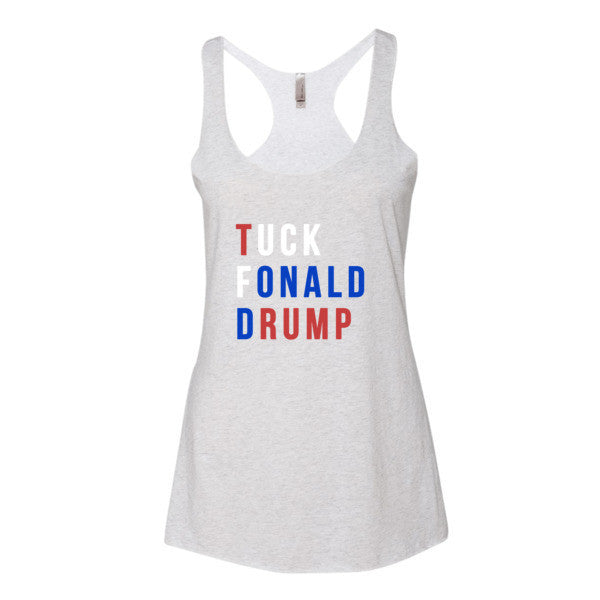Women's Tuck Fonald Drump Presidential Summer Racerback Tank Top -  - Heather White / XS - srce threads - 9