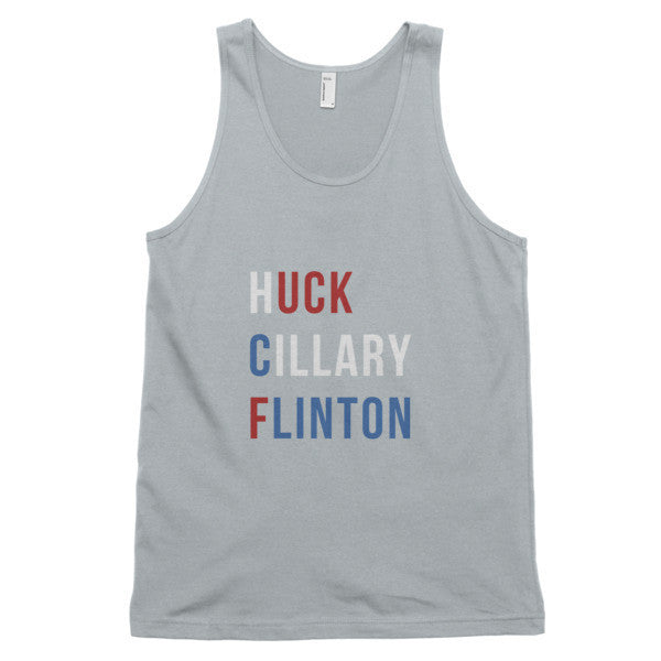 "Huck Cillary Flinton" Say What You Mean Classic Tank Top (Unisex) -  - New Silver / XS - srce threads - 7