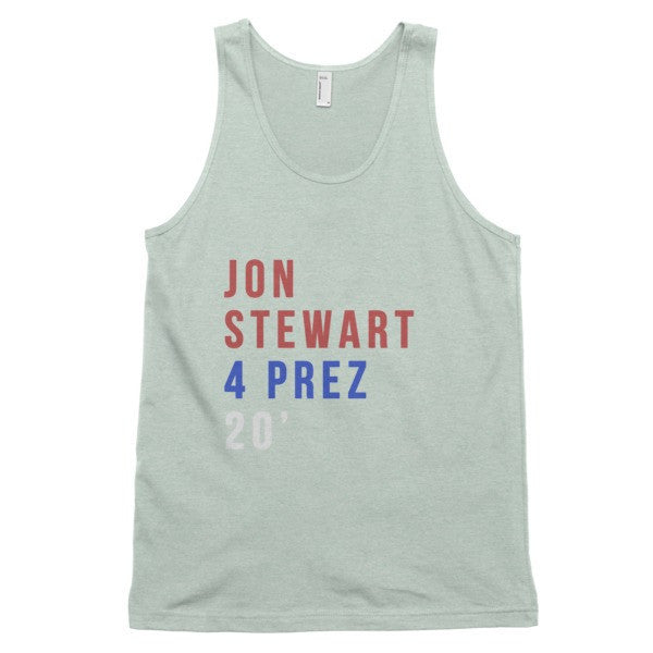 Jon Stewart 4 Prez 20' Tank Top (Unisex) -  - Ash Grey Sea Foam / XS - srce threads - 8