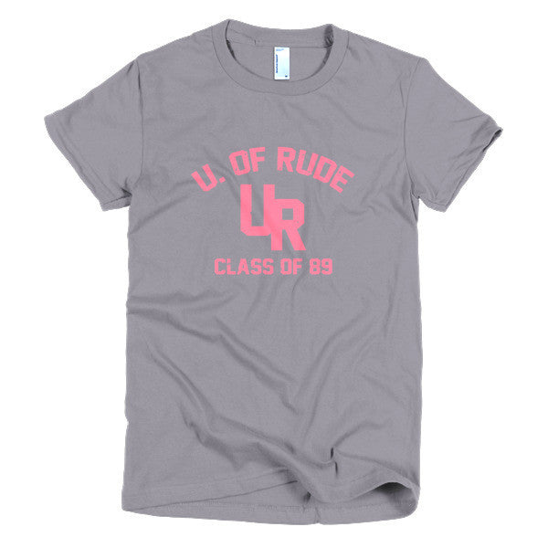 Women's "Rude U." Peach Vintage College Summer T-Shirt -  - Slate / S - srce threads - 7