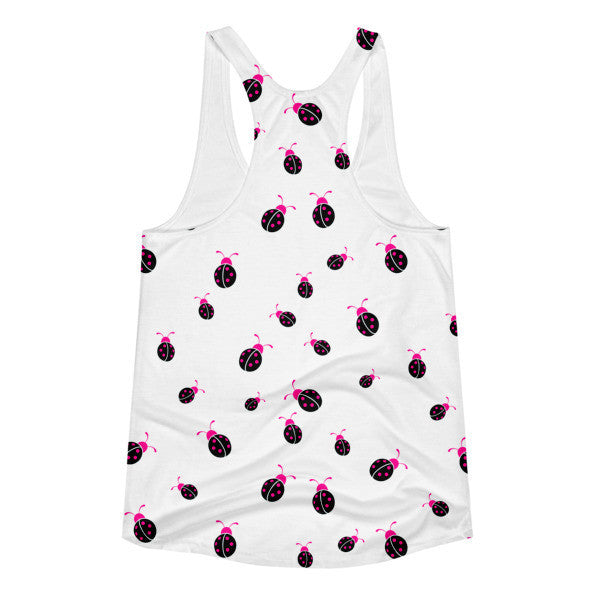 Women's Neon Pink Ladybug Summer Racerback Tank -  -  - srce threads - 2