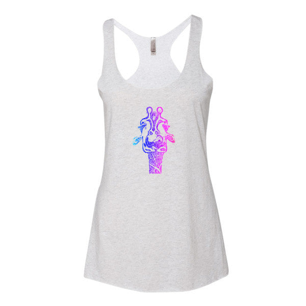 Women's Trippy Giraffe Summer Tank Top -  - Heather White / XS - srce threads - 9