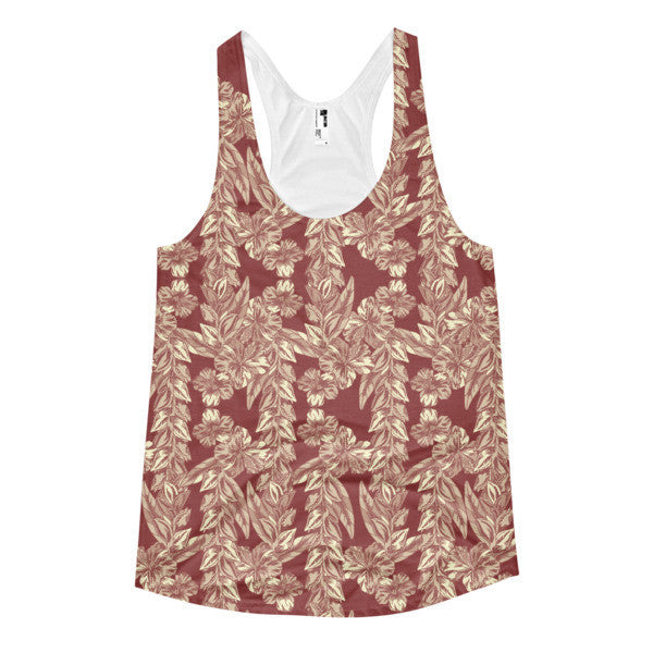 Women's Trop Vine Off Red Yellow Summer Racerback Tank Top -  - XS - srce threads - 1