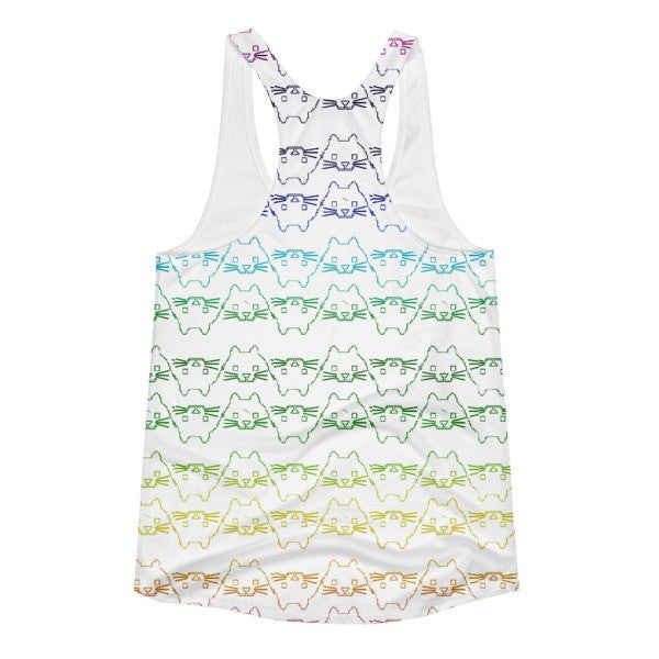 Women's Rainbow 8 Bit Cat Racerback Summer Tank -  -  - srce threads - 2