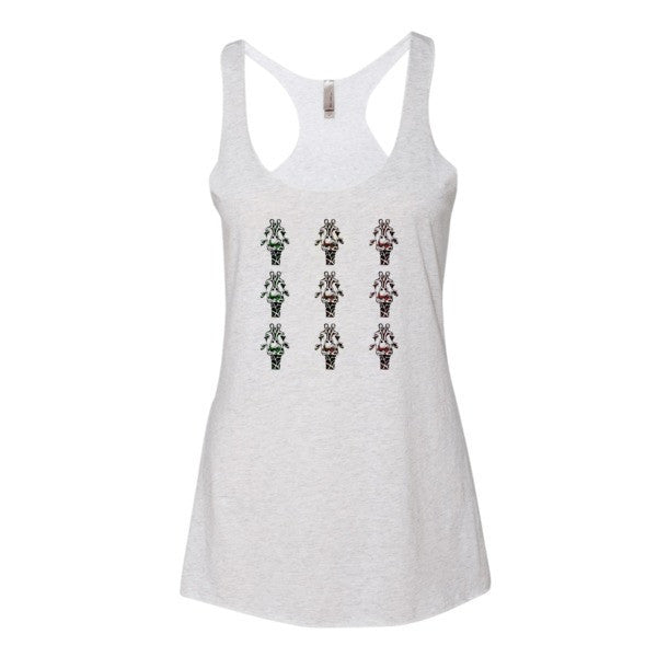Women's Trippy Giraffe Tri-Head Tank Top -  - Heather White / XS - srce threads - 3