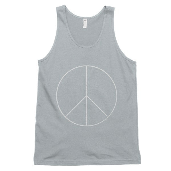 Classic Peace Sign Skinny White Tank Top (Unisex) -  - New Silver / XS - srce threads - 7