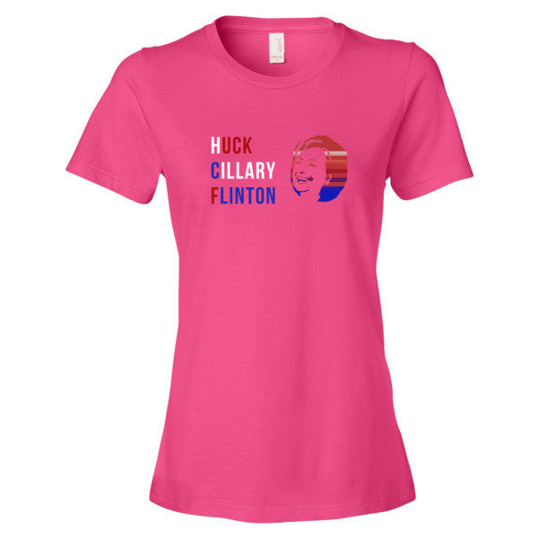 Women's "Huck Cillary Flinton" Say What You Mean Face Short Sleeve T-Shirt -  - Hot Pink / S - srce threads - 16