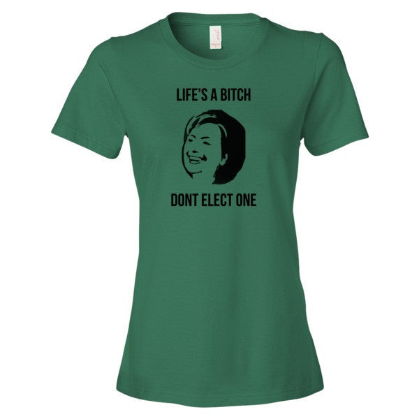 Women's "Life's  A Bitch" Hillary Black Short Sleeve T-Shirt -  - Kelly Green / S - srce threads - 4