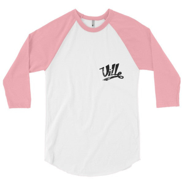 SRCE "Ville Vintage" Series 3/4 Raglan Baseball Tee Shirt (Unisex) -  - White/Neon Heather Pink / XS - srce threads - 11