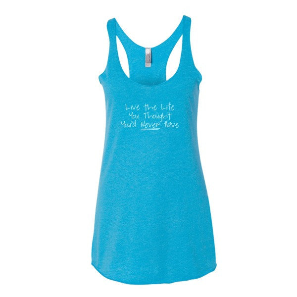 Women's "Live the Life" Motivation White Summer Racerback Tank Top -  - Vintage Turquoise / XS - srce threads - 9