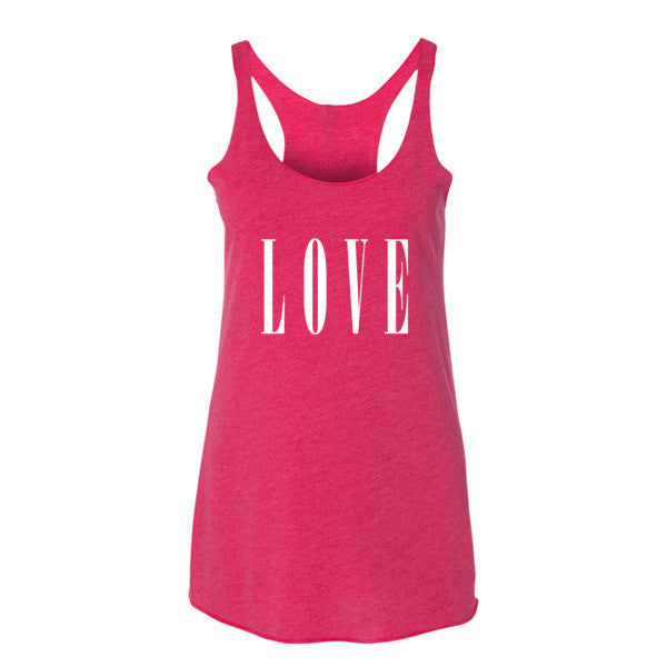 Women's LOVE Racerback Summer Tank Top -  - Vintage Shocking Pink / XS - srce threads - 1