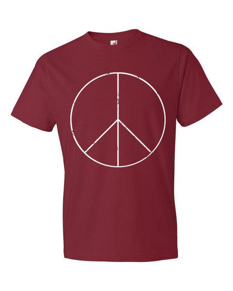 Peace Sign Skinny White Short Sleeve T-Shirt (Unisex) -  - Independence Red / S - srce threads - 13