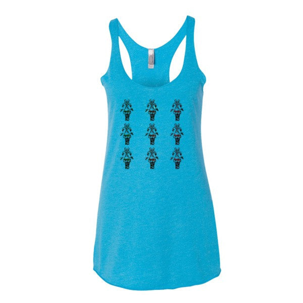 Women's Trippy Giraffe Tri-Head Tank Top -  - Vintage Turquoise / XS - srce threads - 4