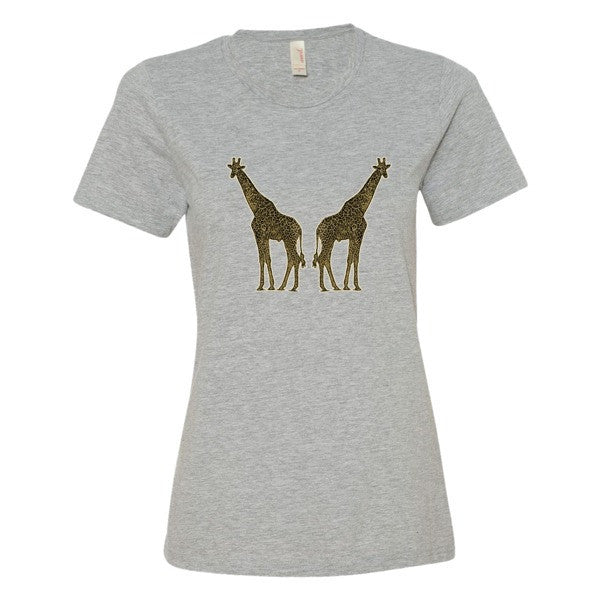 Women's Giraffe Double Paint Daub Short sleeve T-Shirt -  - Heather Grey / S - srce threads - 8